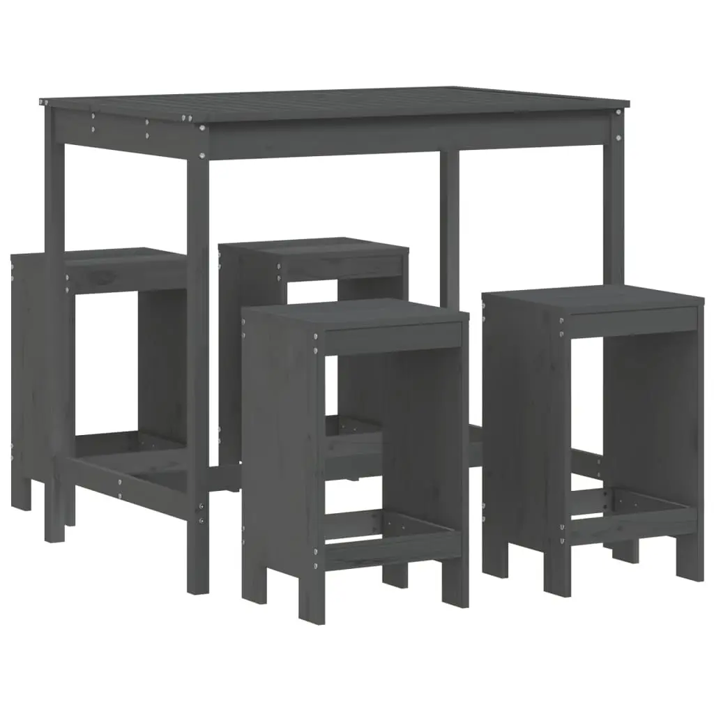 Ensemble de 5 pcs bar de jardin – Mobilier d’extérieur – Mobilier de jardin gris bois de pin massif-JU2253