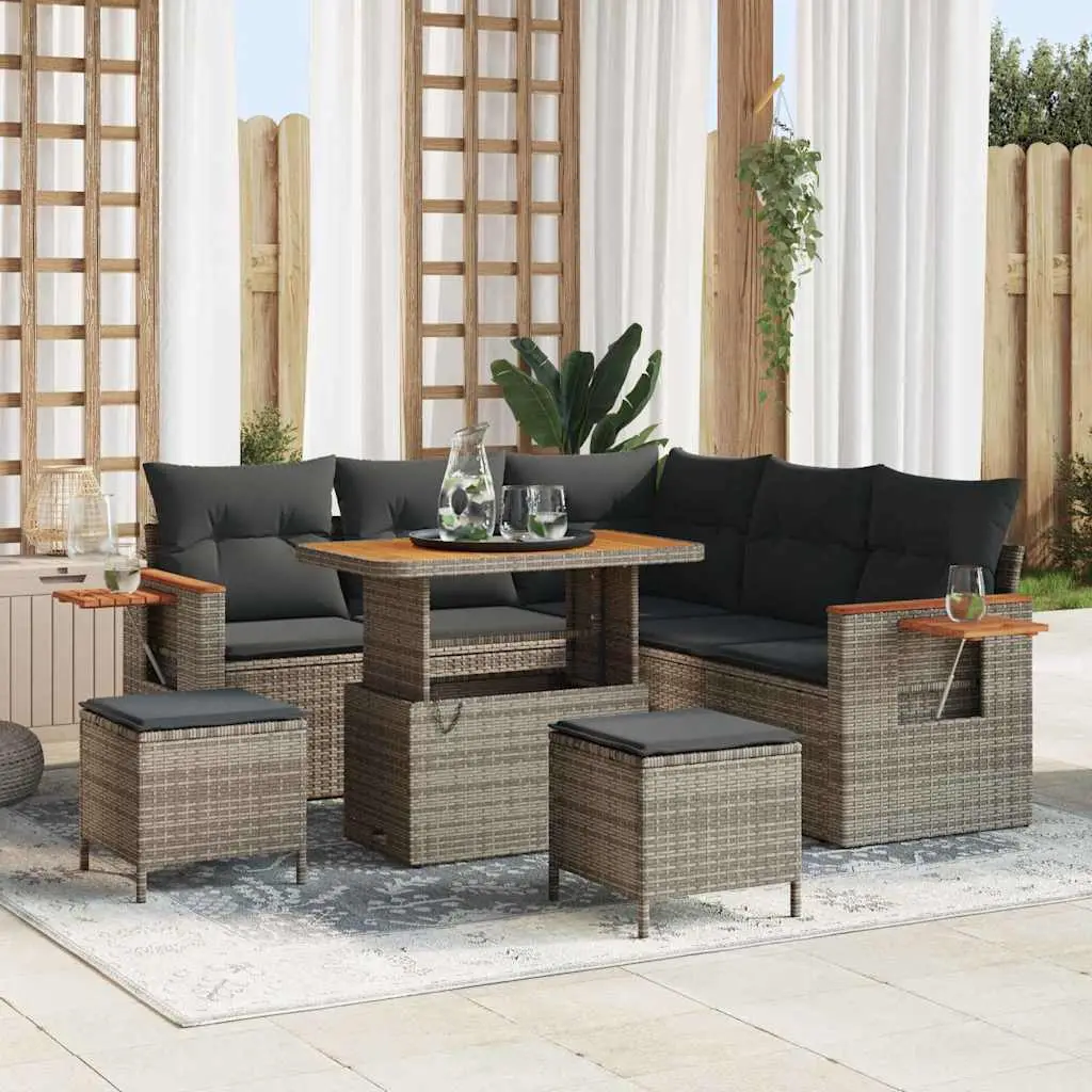 Ensemble de canapé de jardin avec coussin 9 pcs Gris polyrotin vidaXL 3365128
