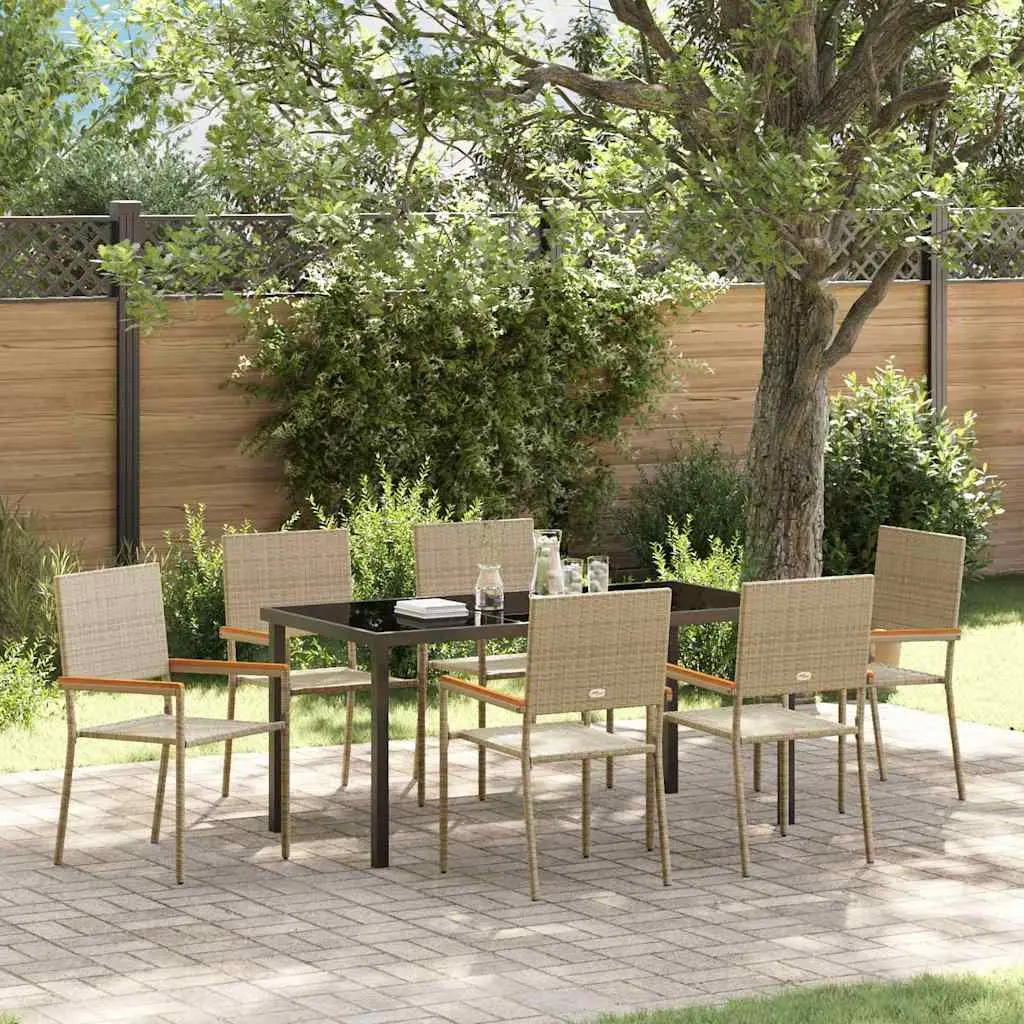 Ensemble de salle à manger pour jardin 7 pcs Beige polyrotin vidaXL 3379720 Beige
