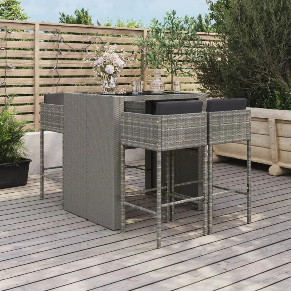 Ensemble de bar de jardin 5 pcs avec coussins gris poly rotin vidaXL 3200671