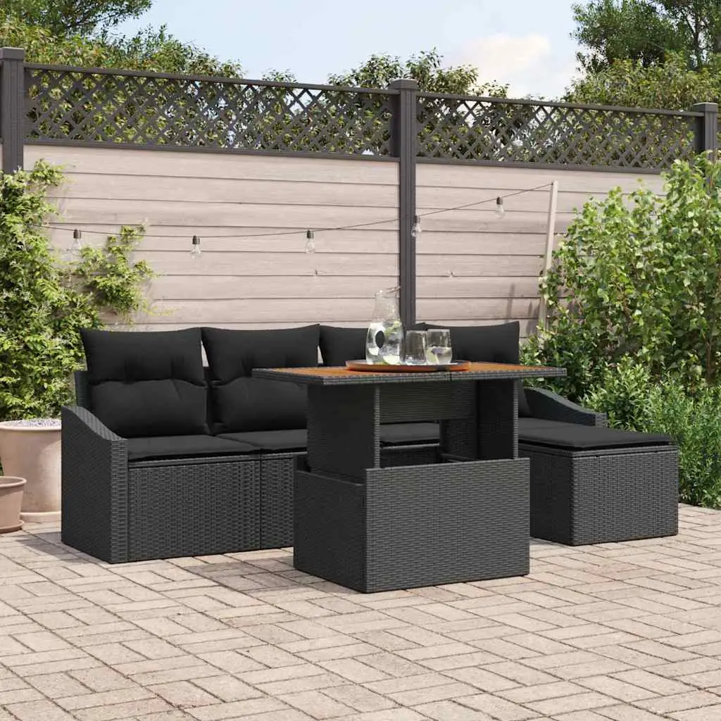 Ensemble de salle à manger pour jardin 6 pcs Noir et Marron vidaXL 3349827