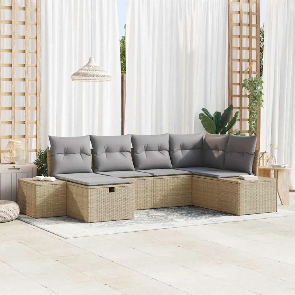 Ensemble de canapés 6 places en poly rotin pour terrasse et jardin Beige – ComfortXL Outdoor Living