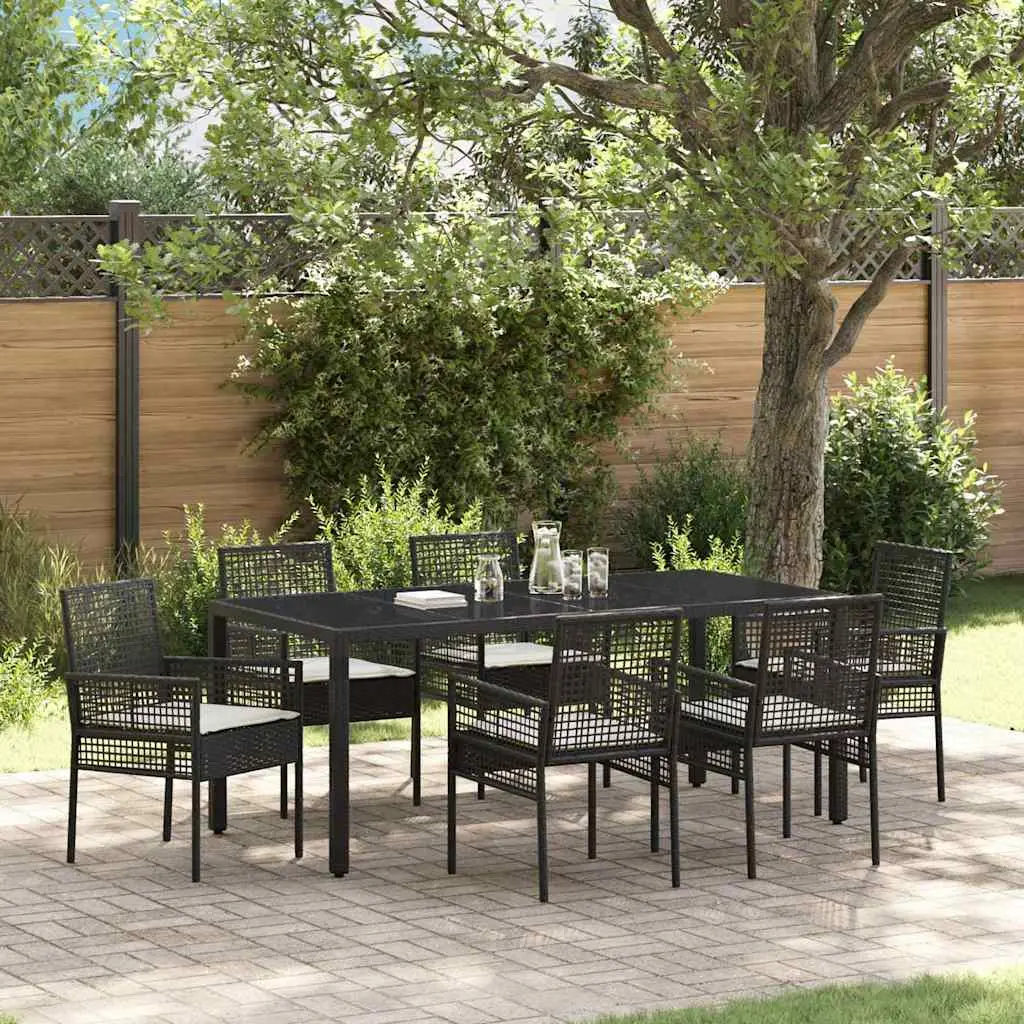Ensemble de salle à manger pour jardin 7 pcs Noir polyrotin vidaXL 3334859