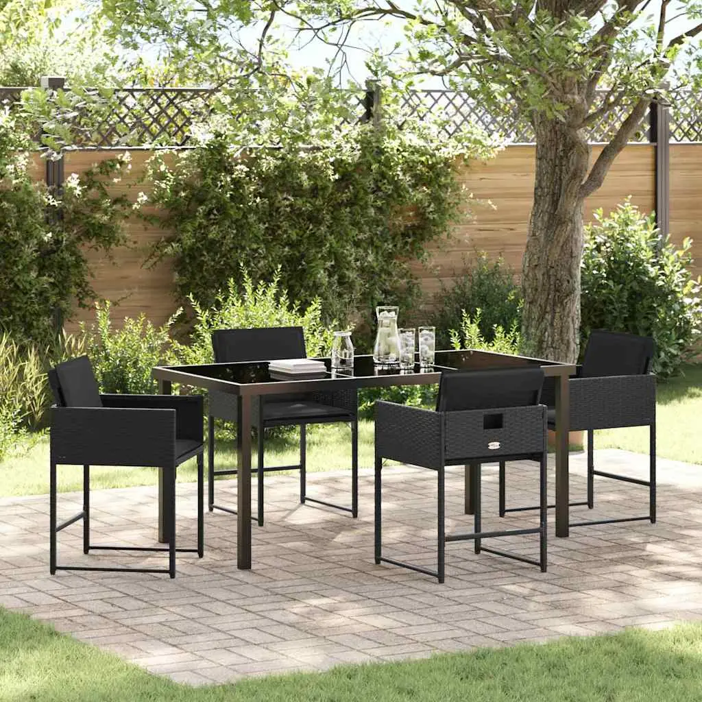 Ensemble de salle à manger pour jardin 5 pcs Noir polyrotin vidaXL 3380719
