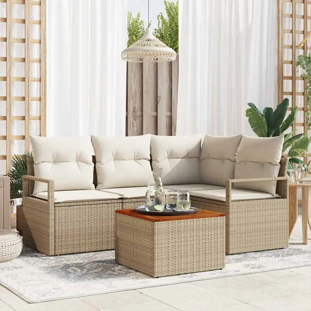 Ensemble Canapé Terrasse 4 Personnes Modulable Beige Élégant – ComfortXL Outdoor Living