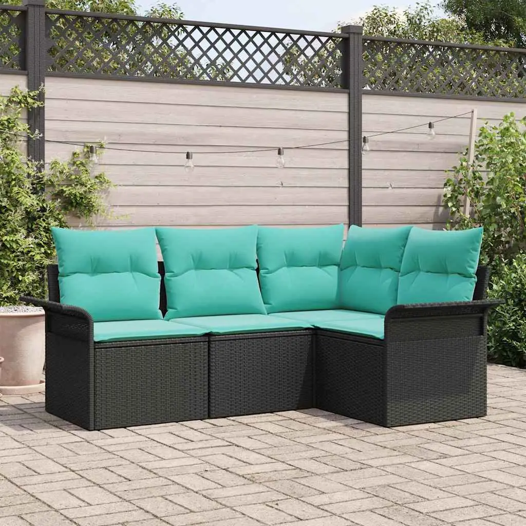 Ensemble de canapé de jardin avec stockage 4 pcs Noir polyrotin vidaXL 3354015