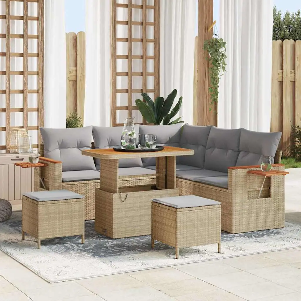 Ensemble Canapés Extérieurs 8 Pcs Résine Beige et Coussins Gris Clair avec Coffres Pratiques sous Siège – ComfortXL Outdoor Living