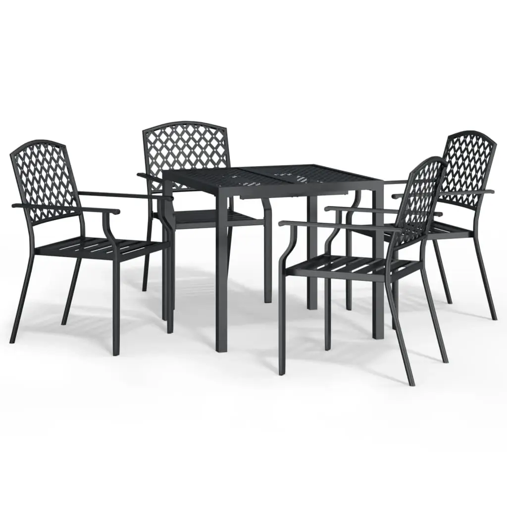 Ensemble de 5 pcs table de jardin avec chaises – mobilier de jardin anthracite acier-JU3015