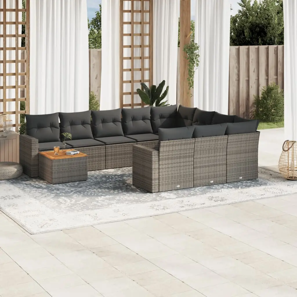 Ensemble Canapé de Jardin Gris 10 Places Modulable Extérieur Coussins Gris Foncé – ComfortXL Outdoor Living