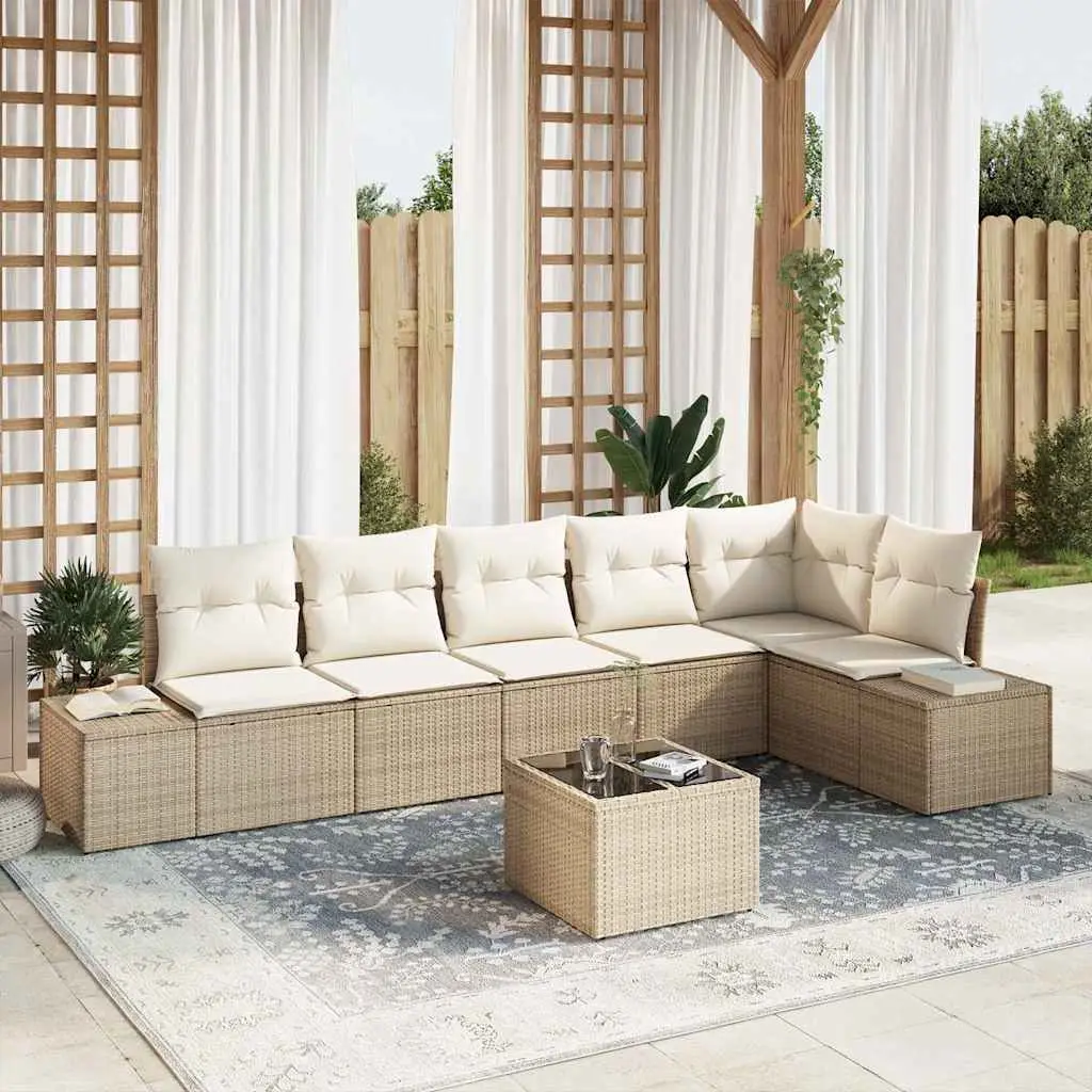 Ensemble de canapé de jardin Beige et crème polyrotin vidaXL 3355760