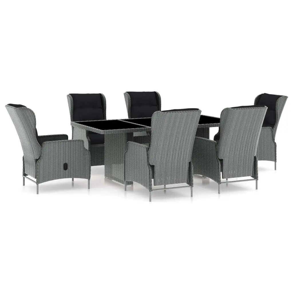 Ensemble de Jardin Gris 6 Fauteuils Relax Inclinables et Grande Table Verre – ComfortXL Outdoor Living