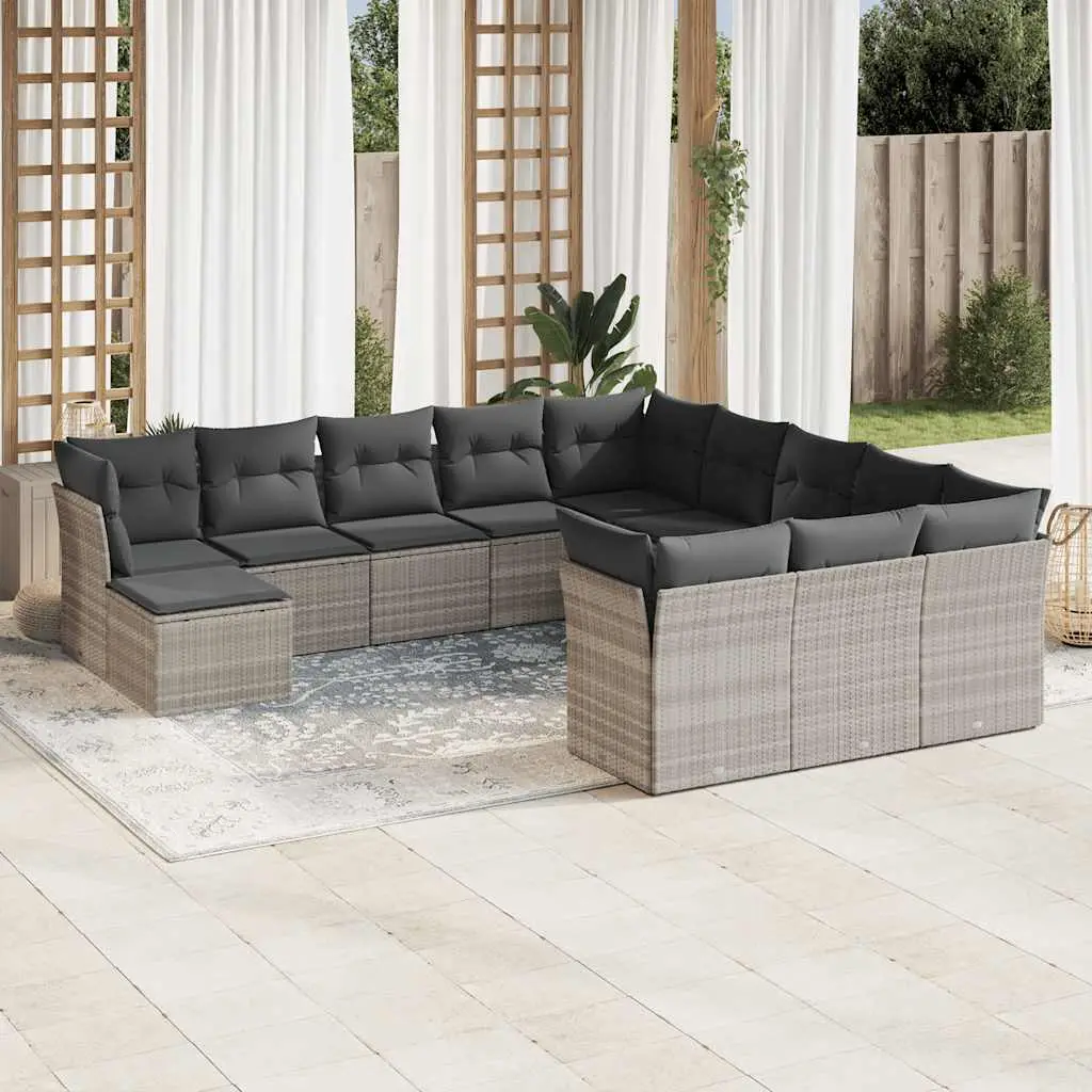 Ensemble canapé de jardin résine tressée 12 places modulable pour extérieur Gris Clair – ComfortXL Outdoor Living