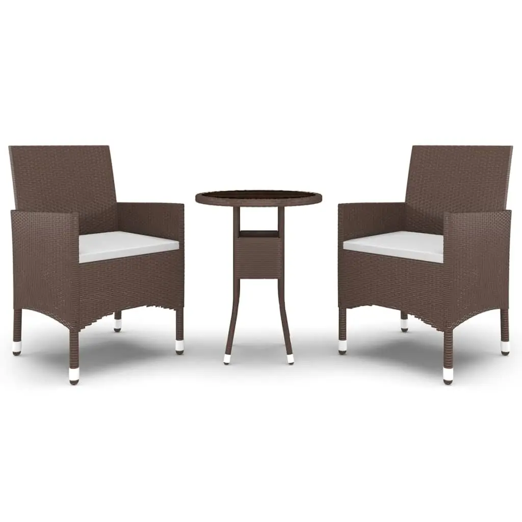 Ensemble de 3 pcs table de jardin avec chaises – mobilier de jardin Résine tressée Marron Brun