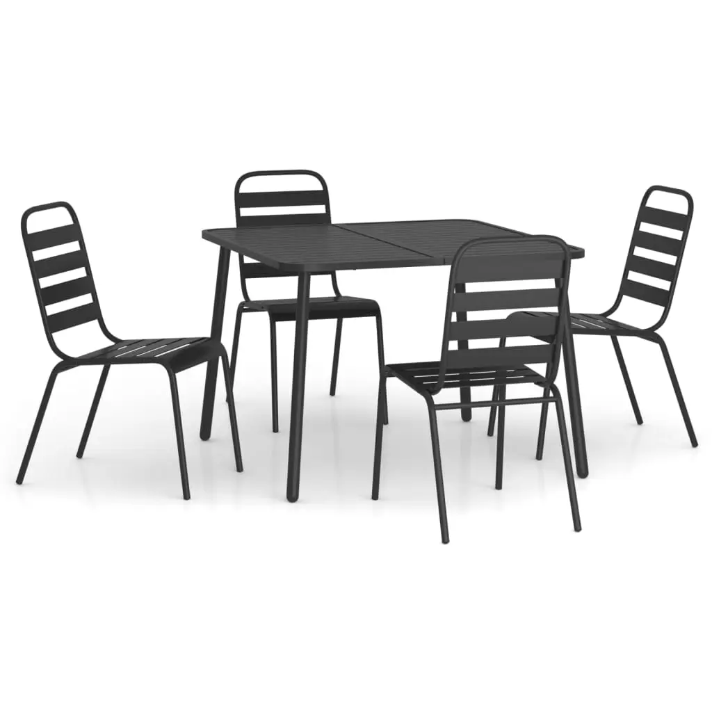 Ensemble de 5 pcs table de jardin avec chaises – mobilier de jardin anthracite acier-JU2960