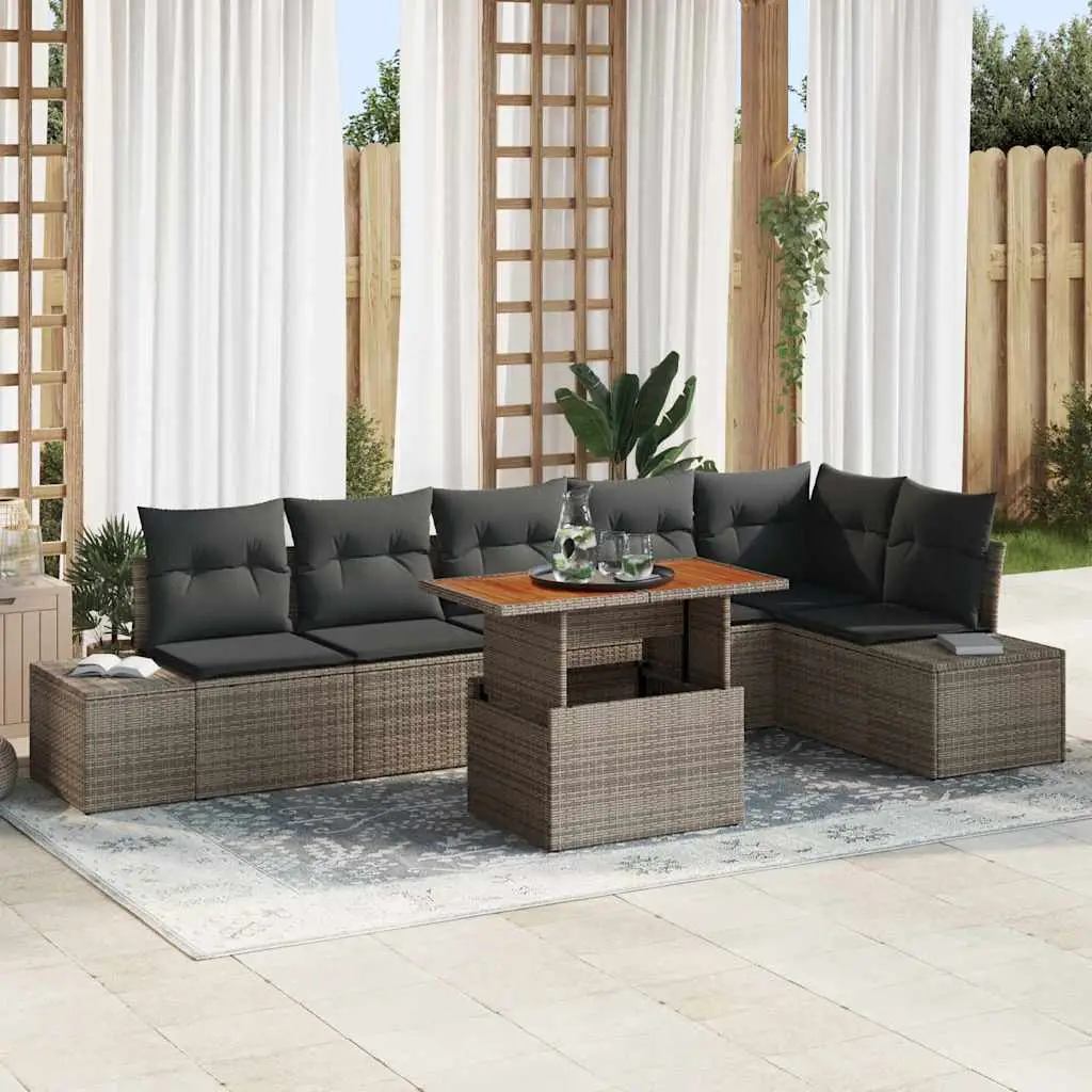 Ensemble de salle à manger pour jardin 7 pcs Gris et marron vidaXL 3349971