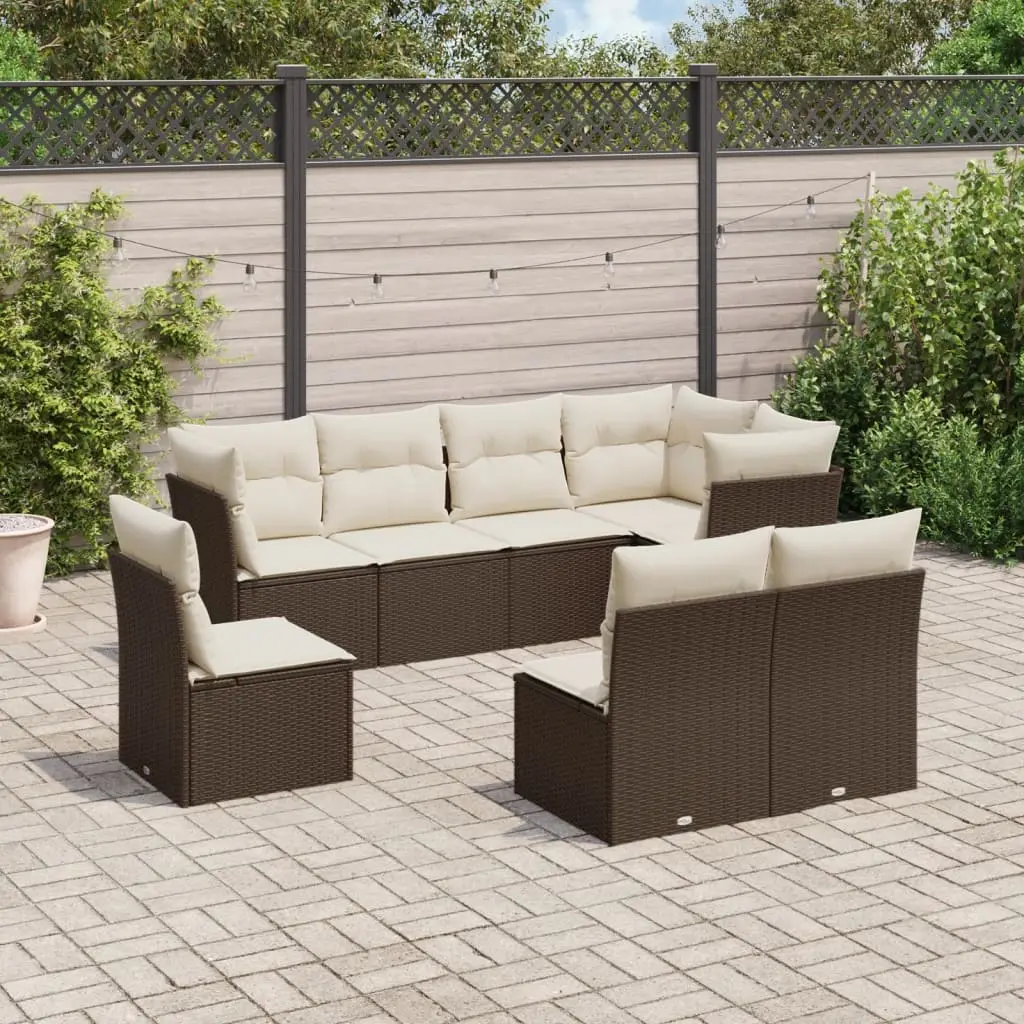 Ensemble de jardin modulable 8 places en poly rotin avec grand espace de rangement sous les assises Marron – ComfortXL Outdoor Living