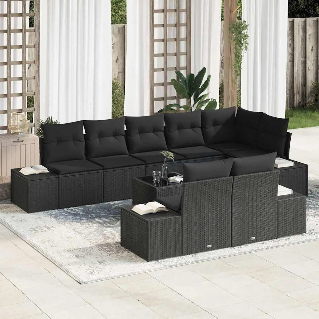 Ensemble de canapé de jardin avec stockage Noir Poly rotin vidaXL 3355792
