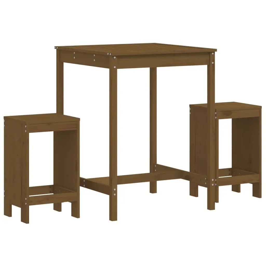 Ensemble de 3 pcs bar de jardin – Mobilier d’extérieur – Mobilier de jardin marron miel bois pin massif-JU2277