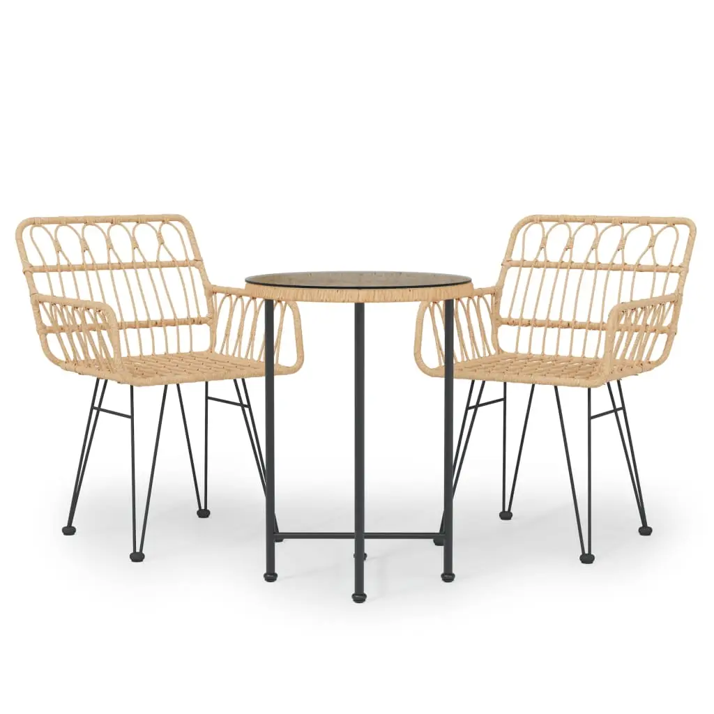 Ensemble de 3 pcs table de jardin avec chaises – mobilier de jardin Résine tressée-JU2393