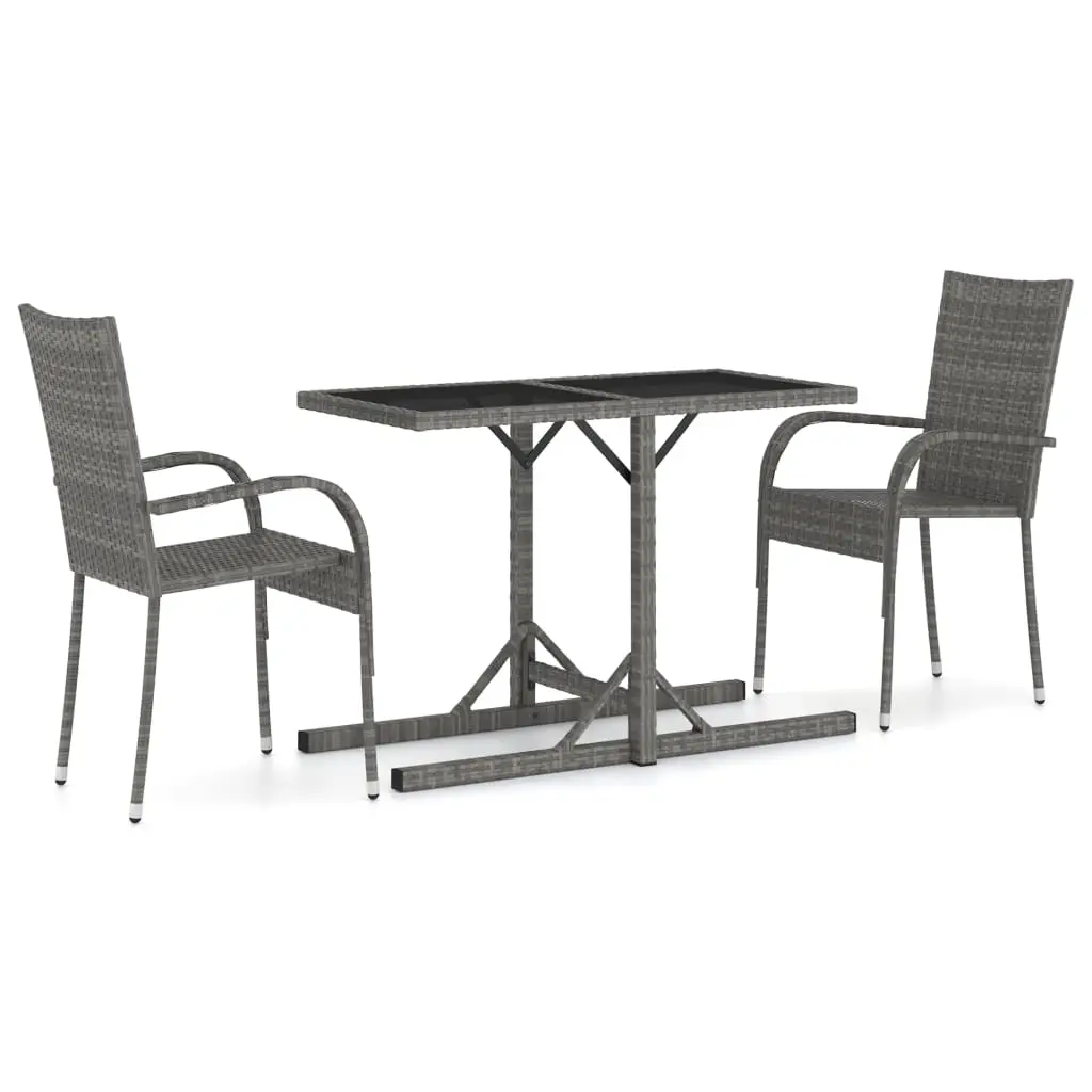 Ensemble de 3 pcs table de jardin avec chaises – mobilier de jardin Gris-JU3080