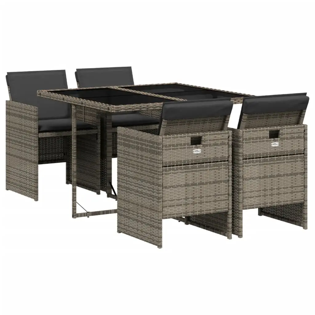 Ensemble de 5 pcs table de jardin avec chaises – mobilier de jardin coussins gris résine tressée-JU2532