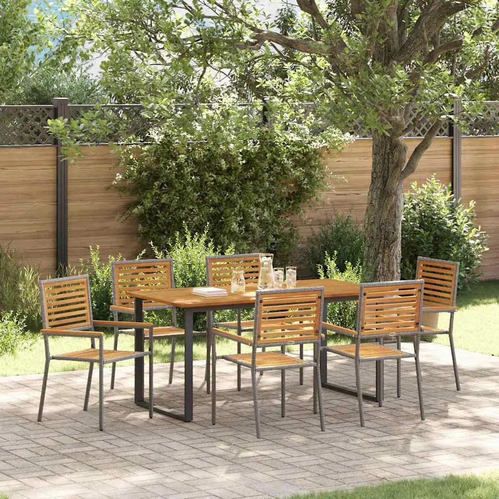Ensemble de salle à manger pour jardin 7 pcs Gris vidaXL 3365461