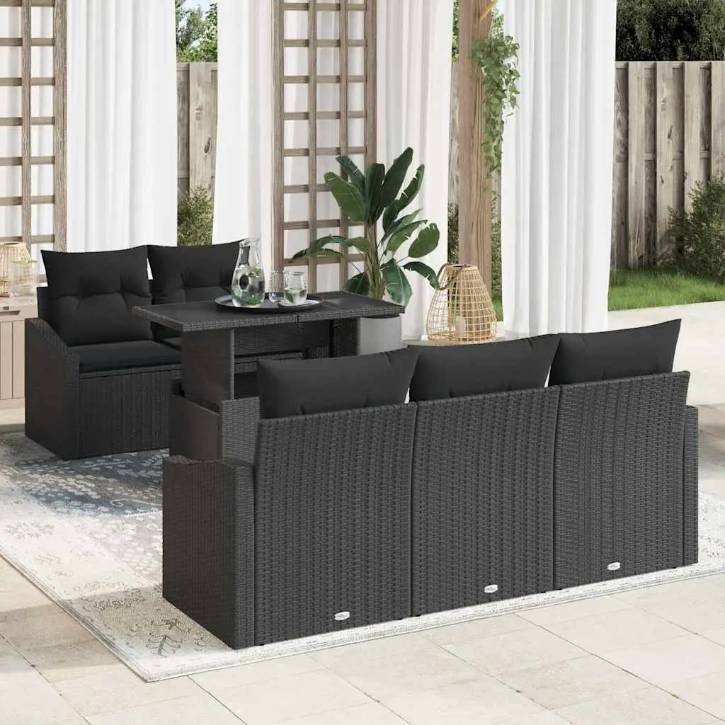 Ensemble de canapé de jardin avec stockage 6 pcs Noir polyrotin vidaXL 3348919