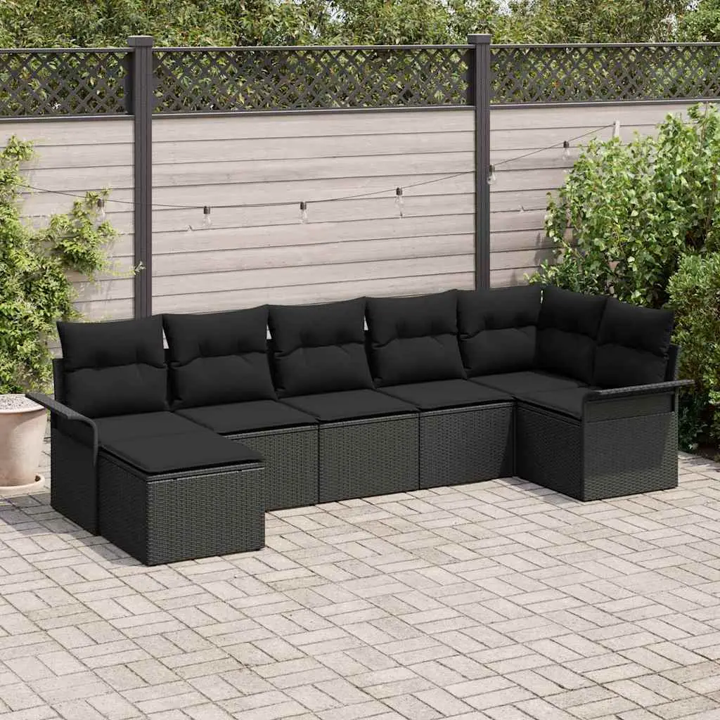 Ensemble de canapé de jardin avec stockage 7 pcs Noir polyrotin vidaXL 3354122