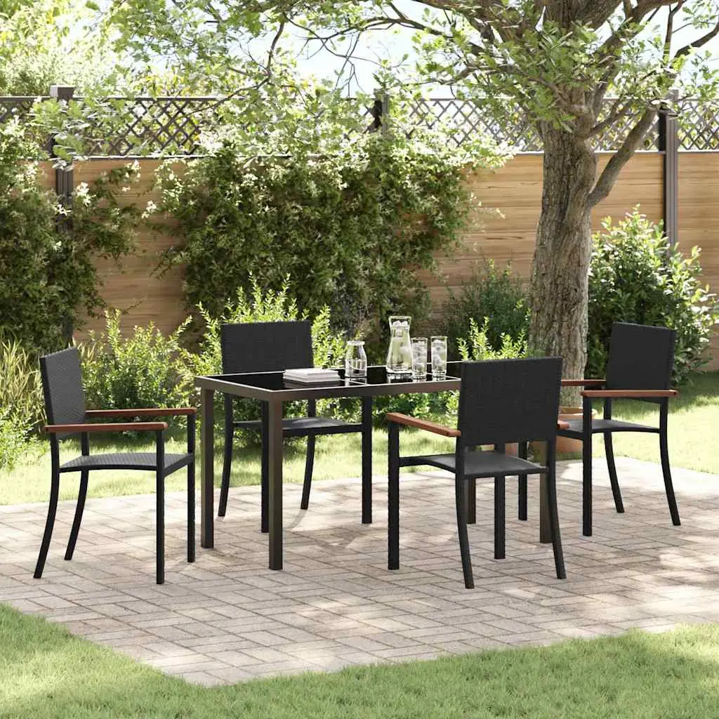 Ensemble de salle à manger pour jardin 5 pcs Noir vidaXL 3379417