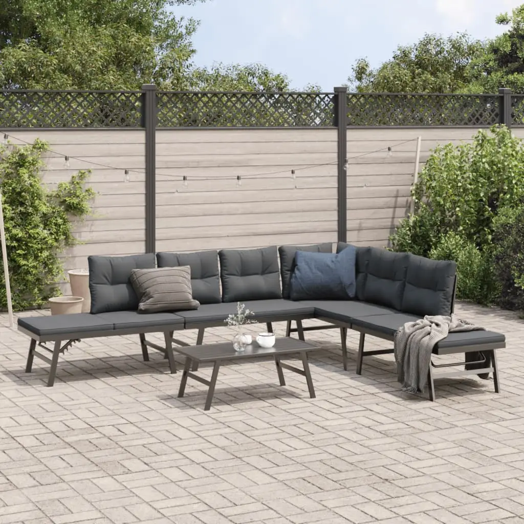 Ensemble de bancs de jardin avec coussins 5 pcs noir vidaXL 3283720