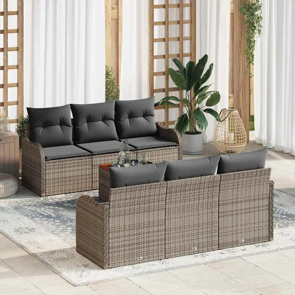 Ensemble de canapé de jardin avec stockage 7 pcs Gris polyrotin vidaXL 3356067