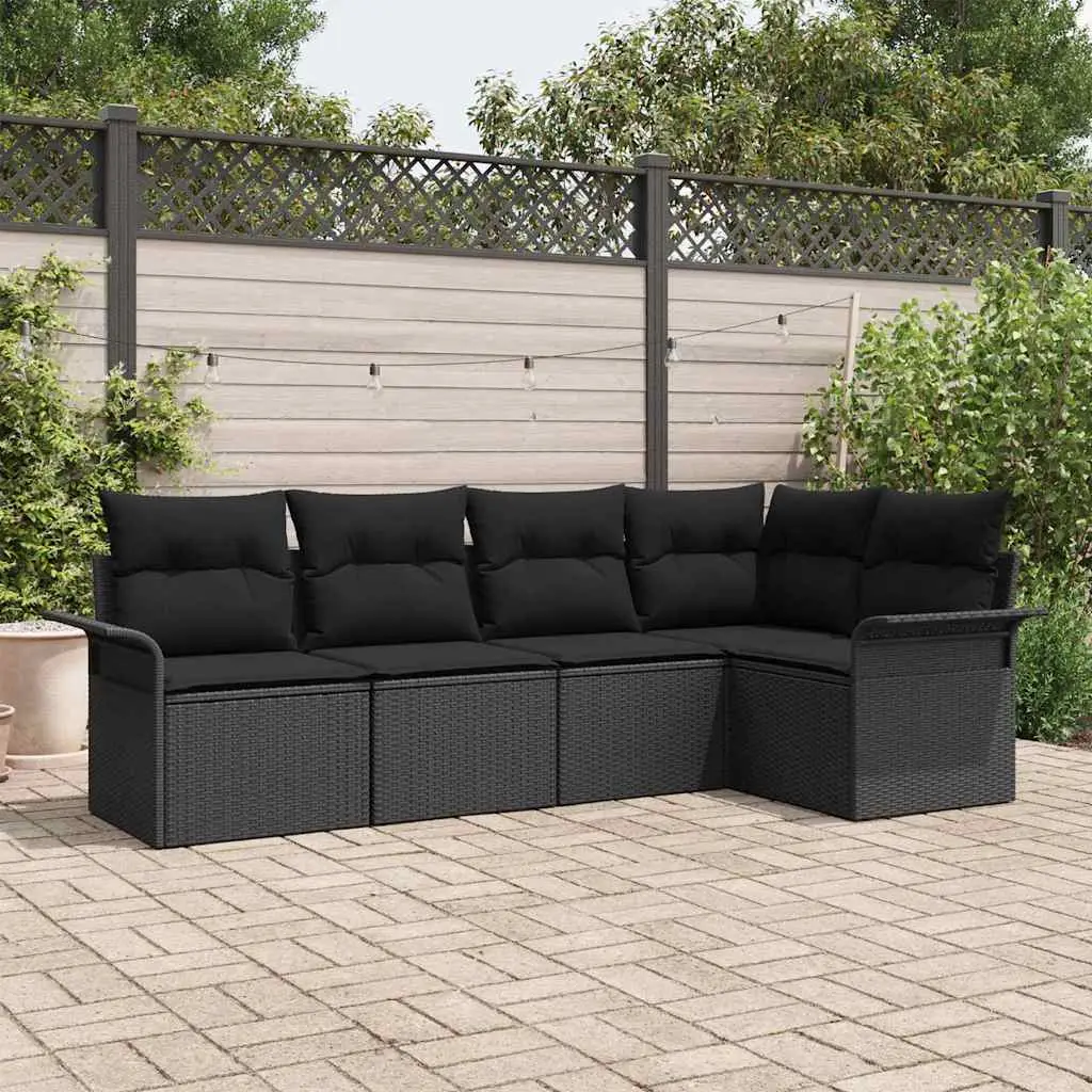 Ensemble de canapé de jardin avec stockage 5 pcs Noir polyrotin vidaXL 3354032