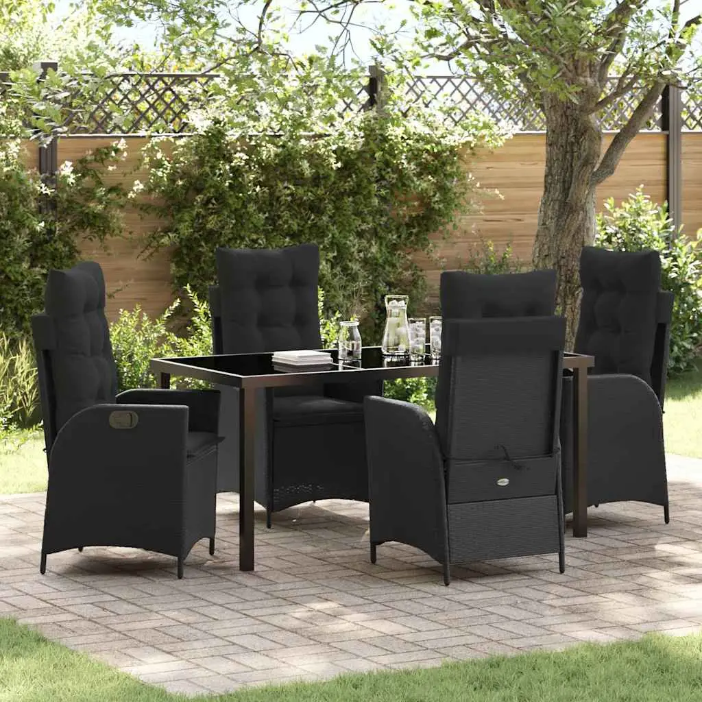 Ensemble de salle à manger pour jardin 5 pcs Noir polyrotin vidaXL 3380487