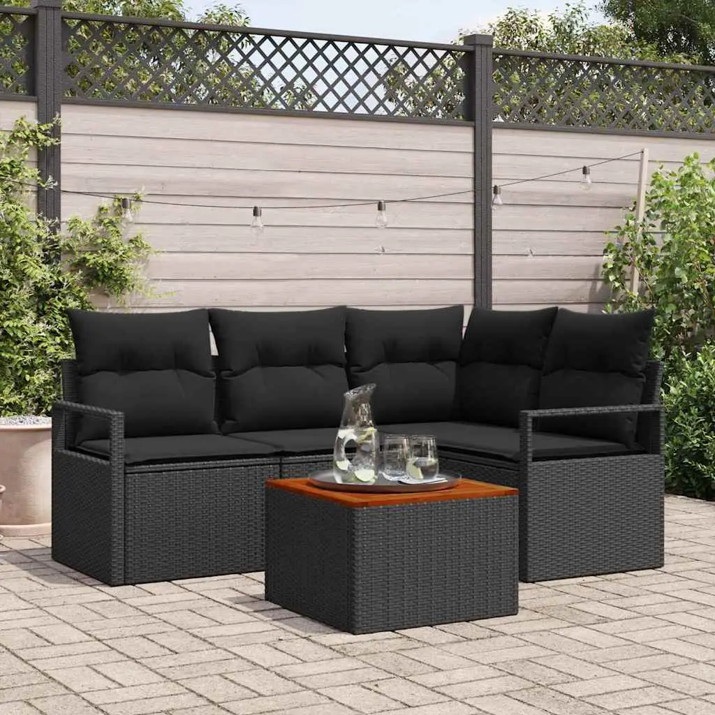 Ensemble de canapé de jardin avec stockage 5 pcs Noir polyrotin vidaXL 3356371