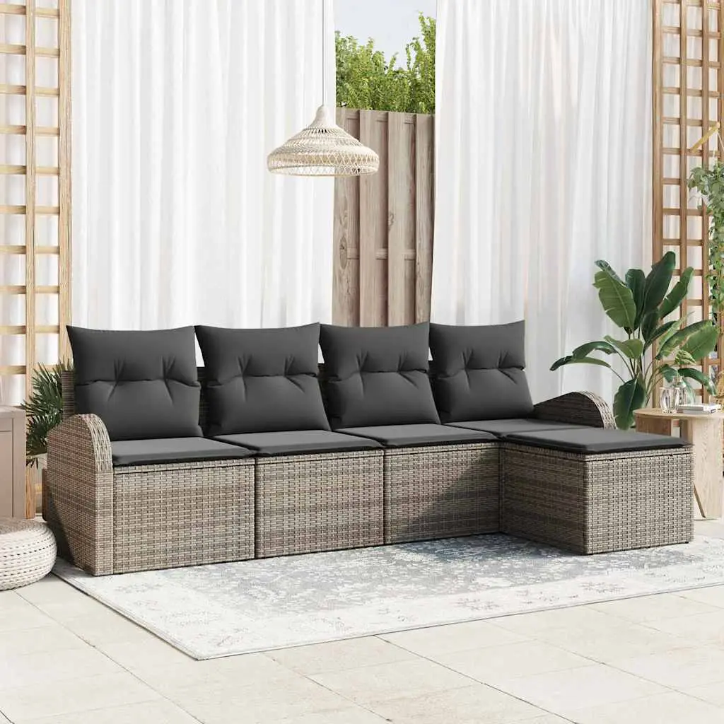 Ensemble de Canapés avec coussin 5 pcs Gris polyrotin vidaXL 3354668