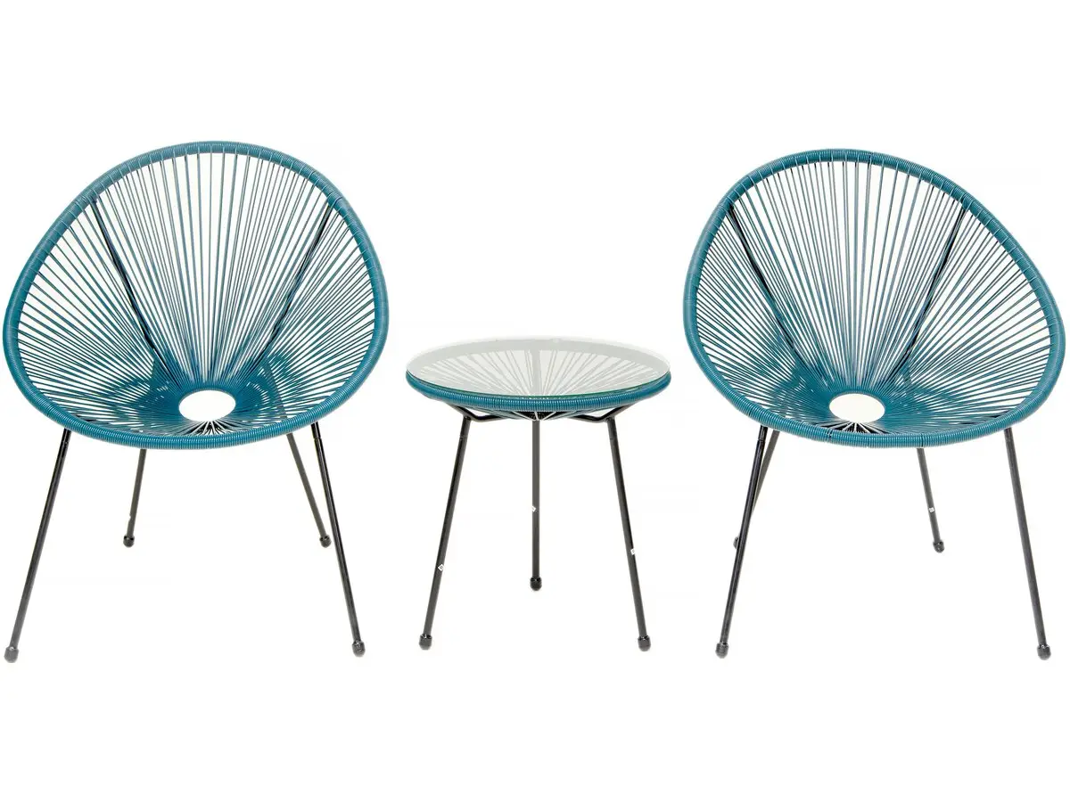 Ensemble De Jardin Acapulco «liana» – 2 Places – Bleu Foncé -habitat Et Jardin