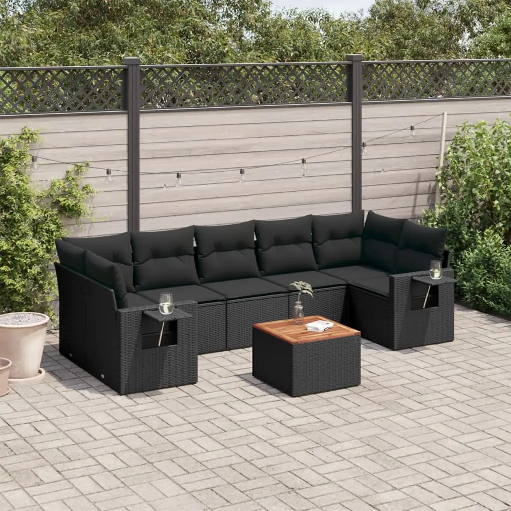 Ensemble de Jardin d’Angle Noir 8 Pièces en Poly Rotin Modulable pour 7 Personnes – ComfortXL Outdoor Living