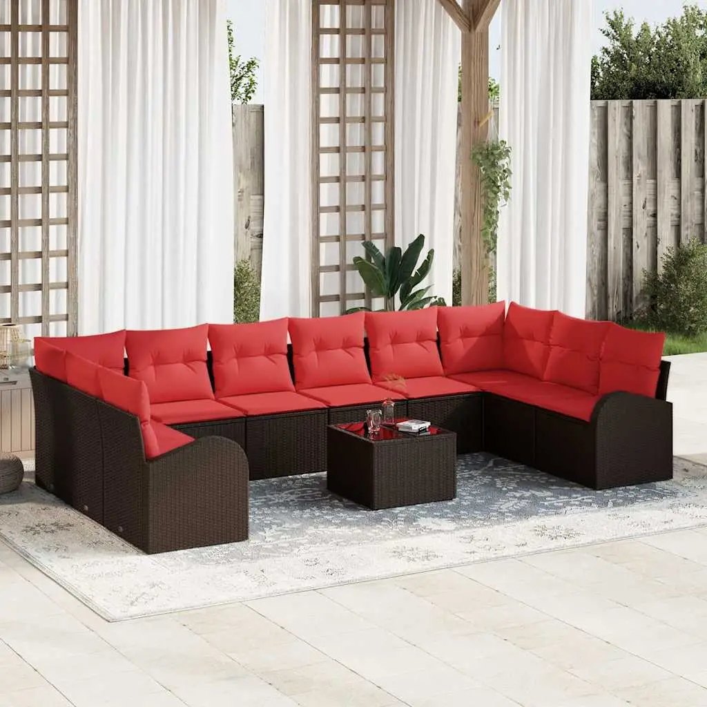 Ensemble de Canapés avec coussin 11 pcs Marron polyrotin vidaXL 3346234