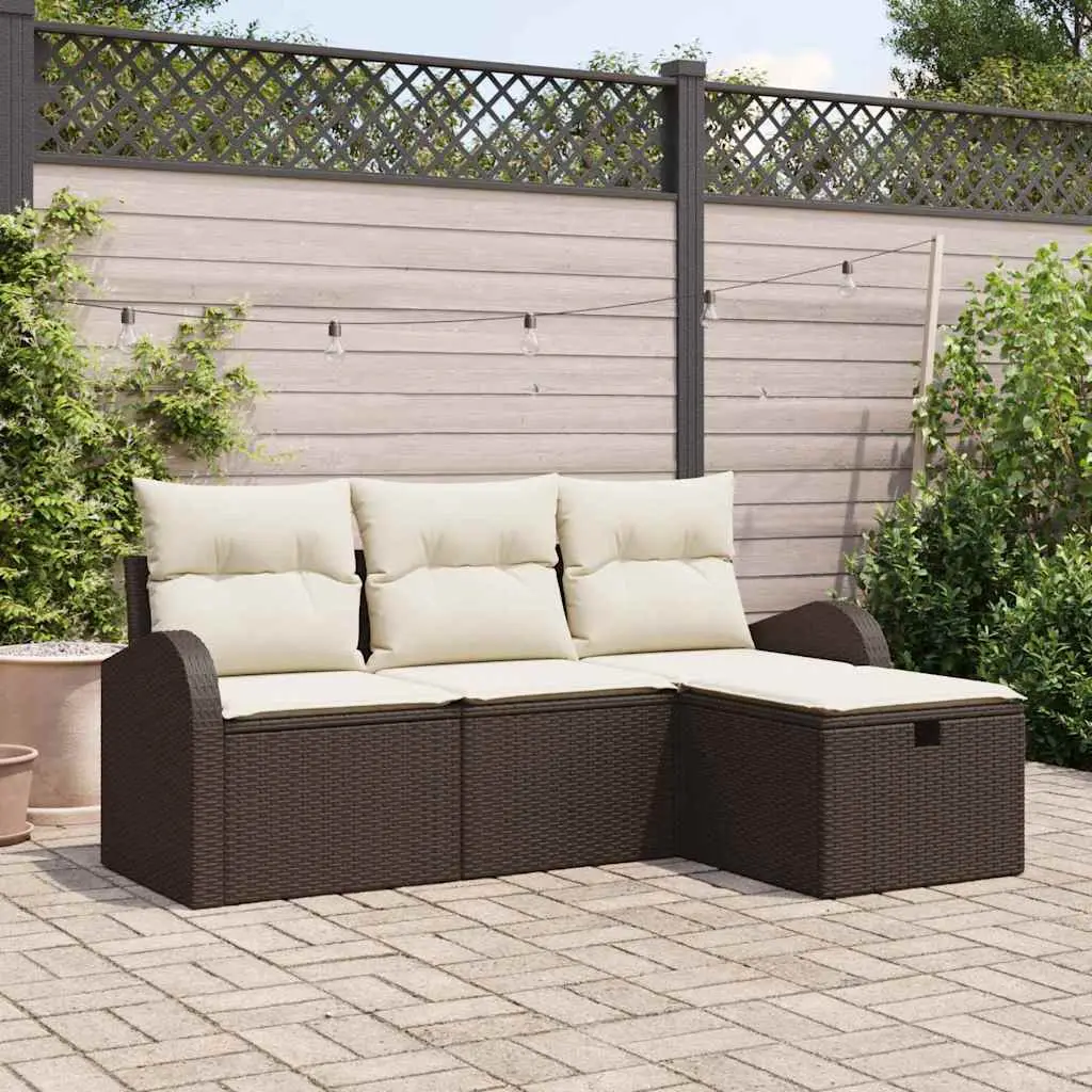 Ensemble de Canapés 4 pcs Marron et Crème polyrotin vidaXL 3359047