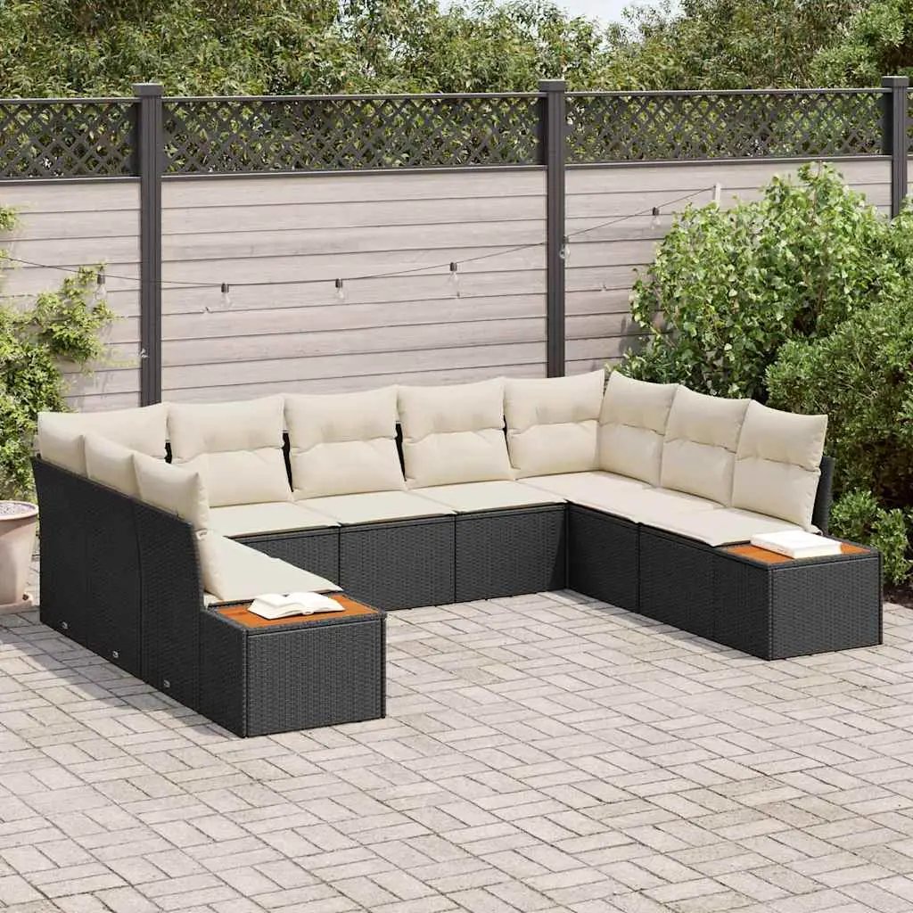 Ensemble de canapé de jardin avec coussin 9 pcs Noir Poly rotin vidaXL 3348163