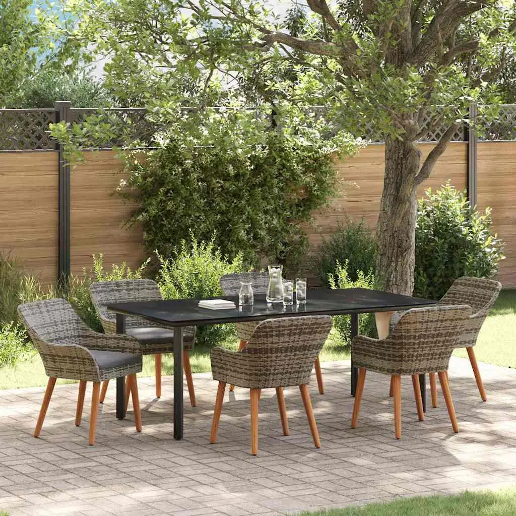Ensemble de salle à manger pour jardin 7 pcs Gris polyrotin vidaXL 3261689