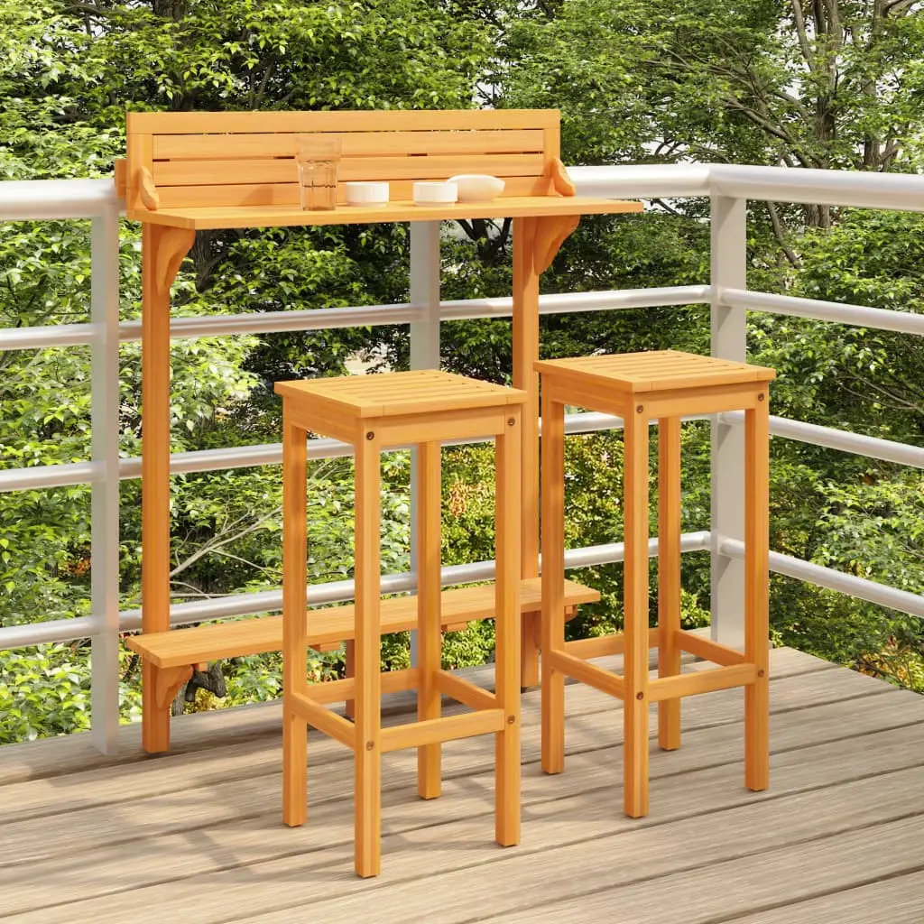 Ensemble de bar de balcon 3 pcs Bois d’acacia solide vidaXL 310254