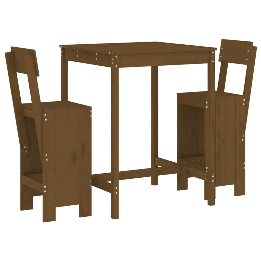 Ensemble de 3 pcs bar de jardin – Mobilier d’extérieur – Mobilier de jardin marron miel bois pin massif-JU2144