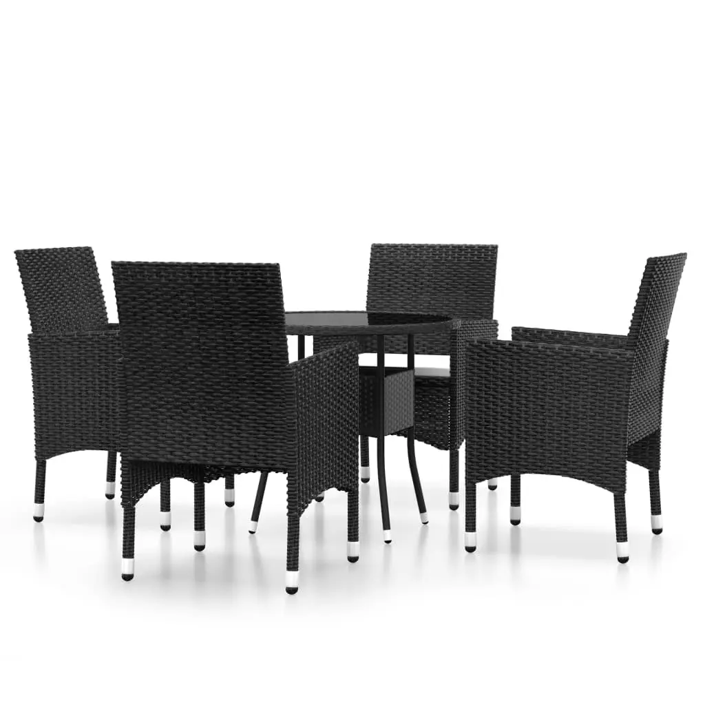 Ensemble de 5 pcs table de jardin avec chaises – mobilier de jardin Résine tressée Noir-JU2506