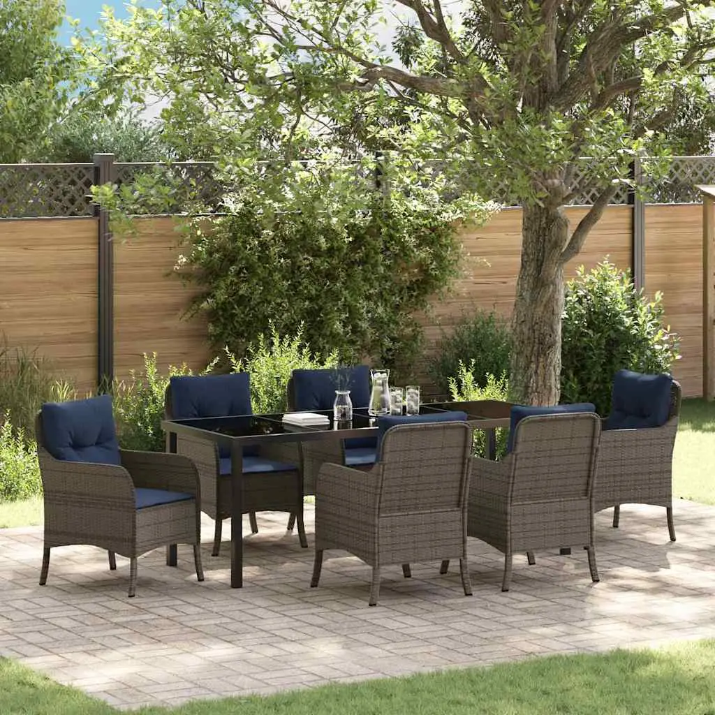 Ensemble de salle à manger pour jardin 7 pcs Gris polyrotin vidaXL 3380195
