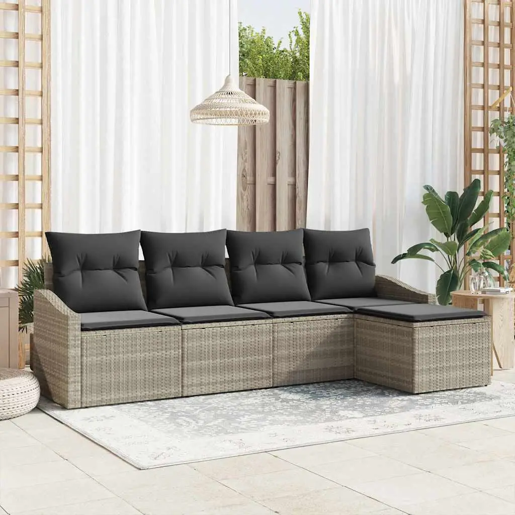 Ensemble de Canapés avec coussin 5 pcs Gris clair polyrotin vidaXL 3346682