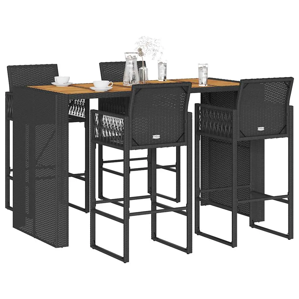 Ensemble de bar de jardin 5 pcs sans coussins noir poly rotin vidaXL 3328891