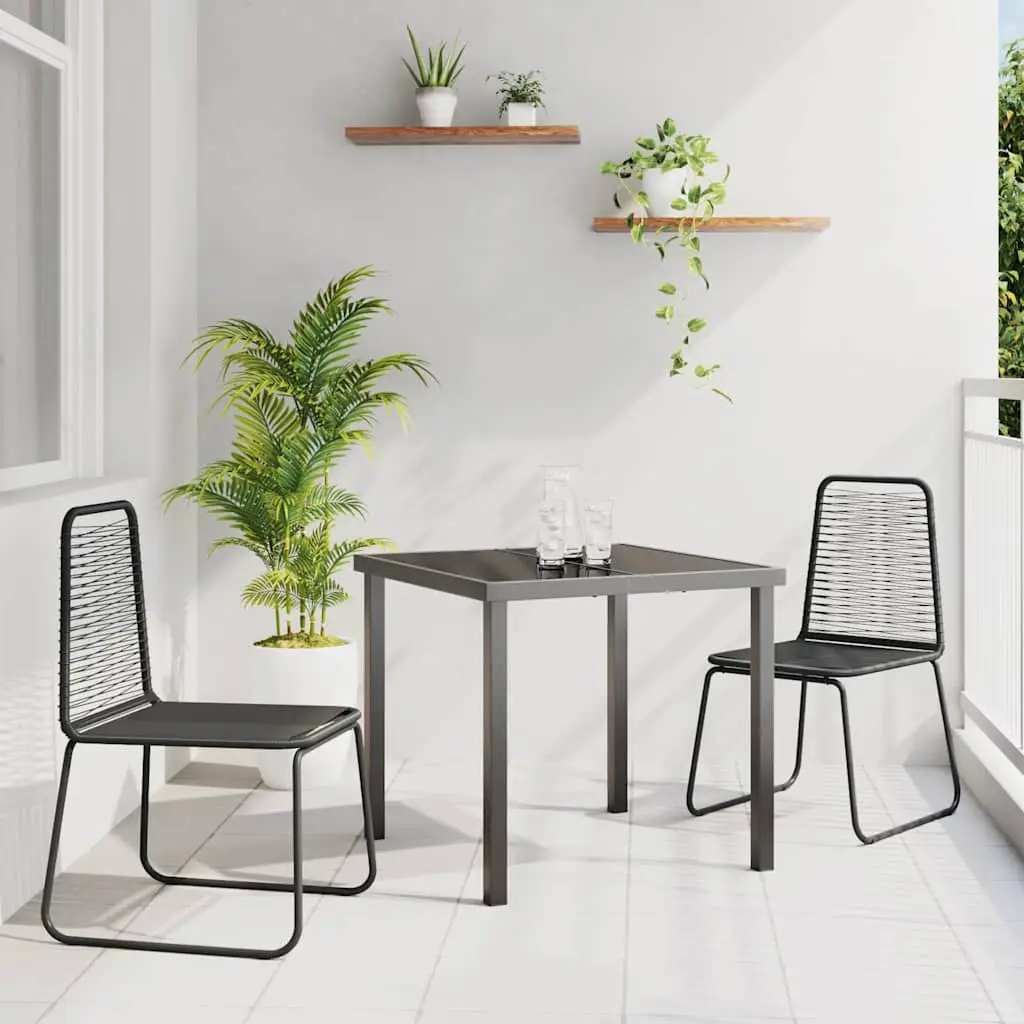Ensemble de Repas Léger 3 Pièces en Poly Rotin et Acier pour Jardin Noir – ComfortXL Outdoor Living