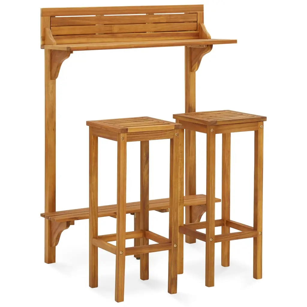 Ensemble de bar de balcon 3 pièces bois d’acacia solide