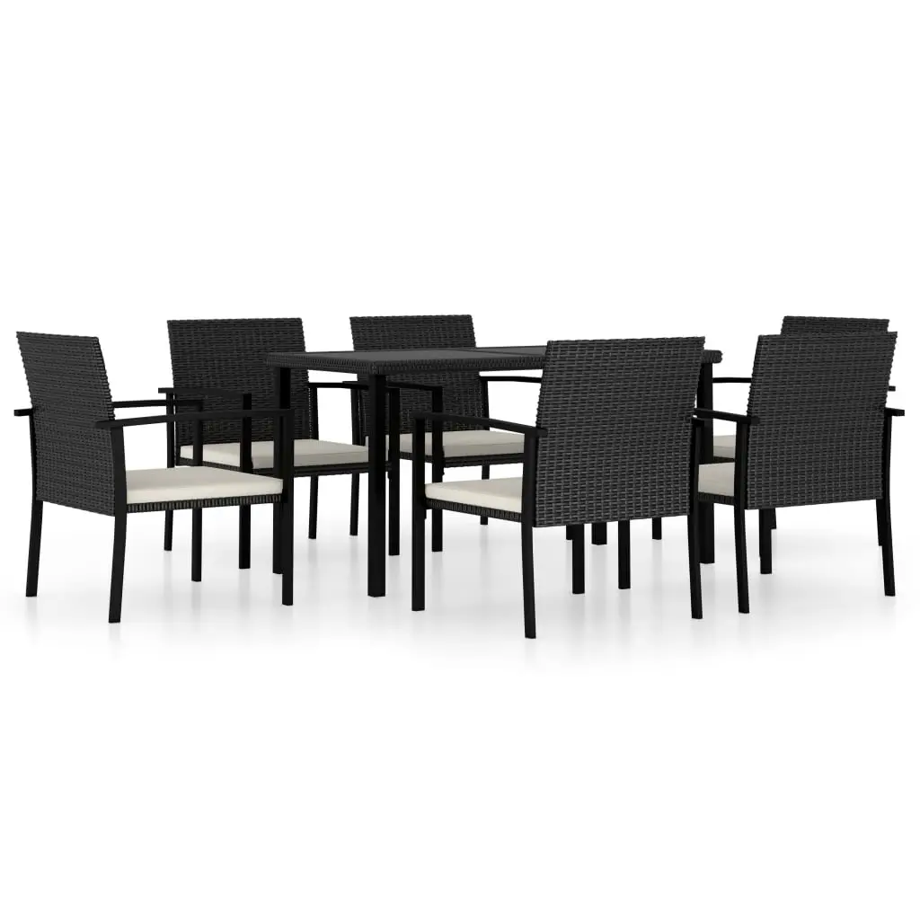 Ensemble de 7 pcs table de jardin avec chaises – mobilier de jardin Résine tressée Noir-JU2384